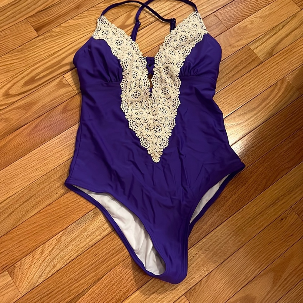 Bright purple swim suit